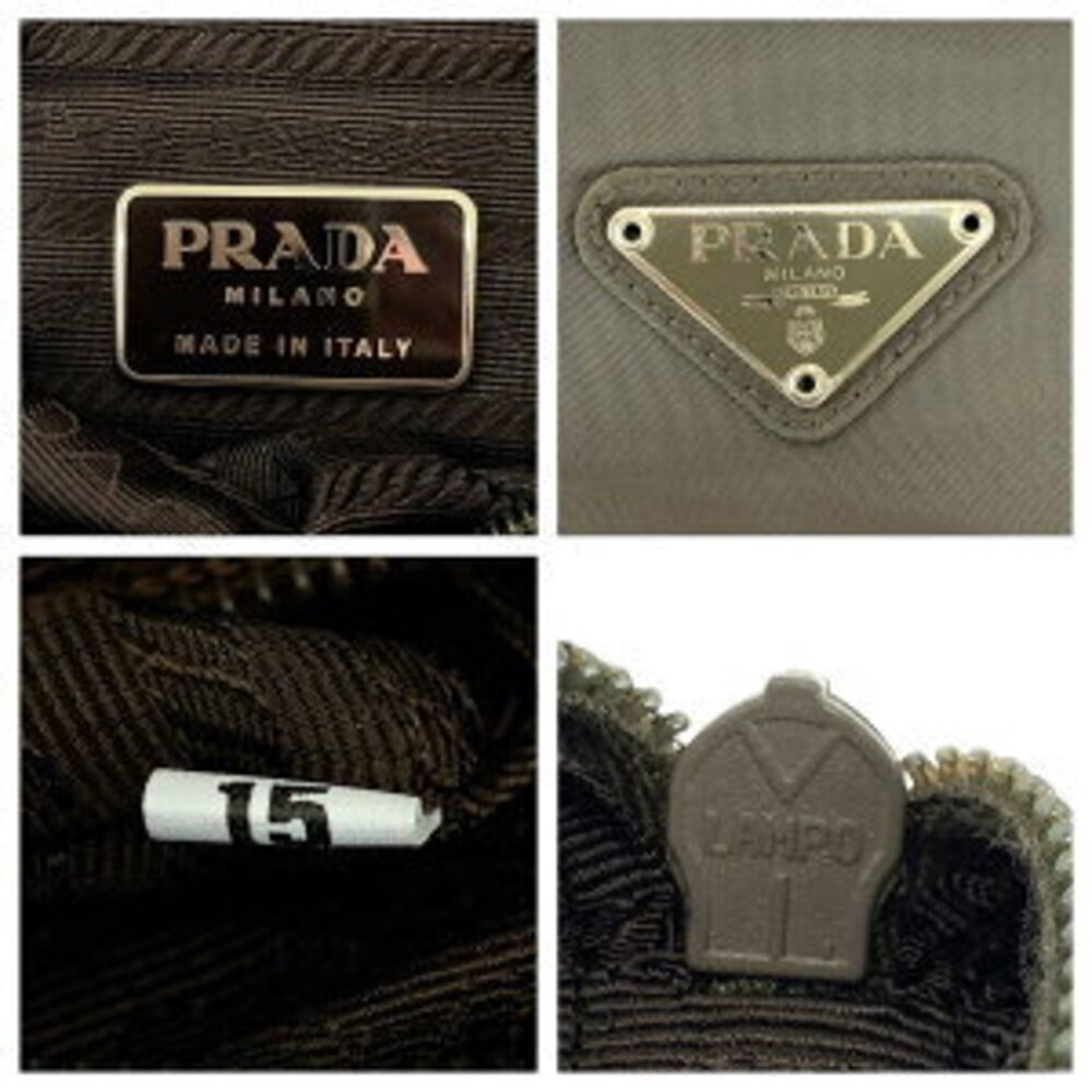 Prada plate handbag bag logo triangular tote nylon gray Tessuto - Picture 4 of 10